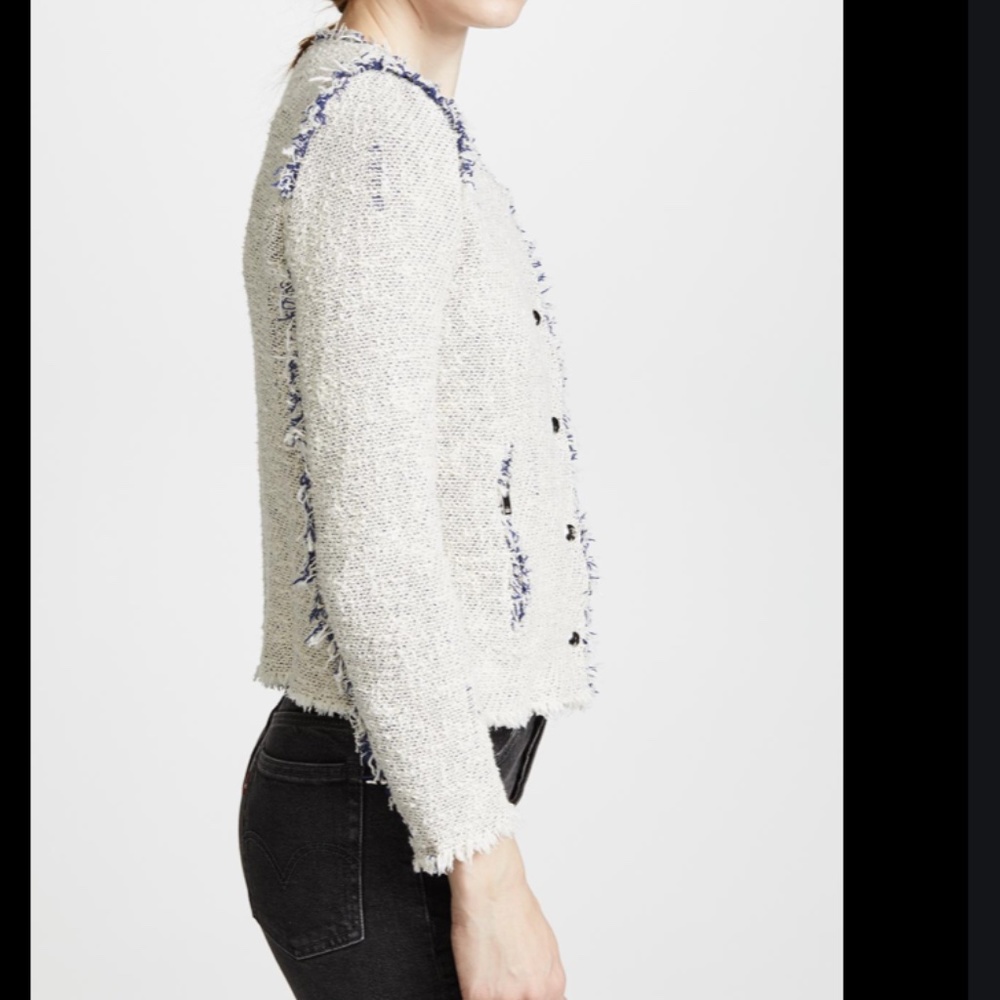 Agnette Tweed Jacket In White Blue - Picture 5 of 6